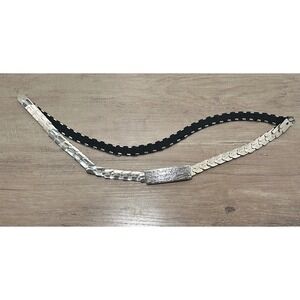 Women's Vintage Silver Tone Fish Scale‎ Chain Link Retro Waist Belt 34"